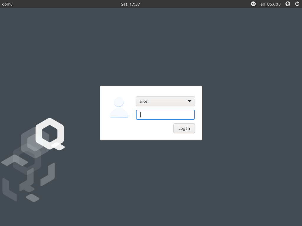 Login screen