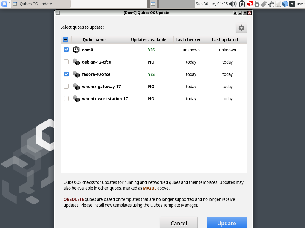 Qubes Update